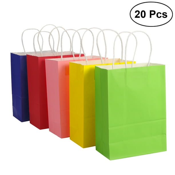 EeaseMX 20 bolsas de papel kraft con asa, bolsas de regalo para fiestas, cumpleaños, bodas, graduaciones, baby showers, regalos de Navidad, bolsas de regalo