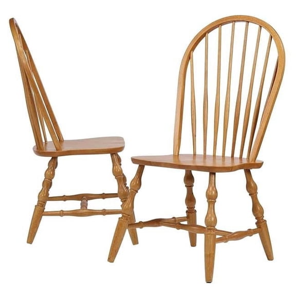 Oak Selections Windsor Spindleback Dining Chair Distressed Light Oak - Rubberwood - Set of 2