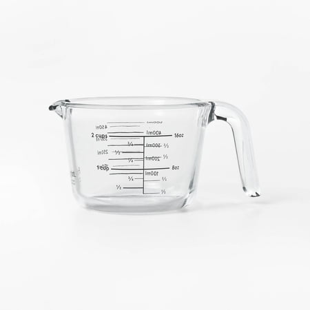 2 Cup Glass Measuring Cup Clear - Figmint: Borosilicate, Microwave & Dishwasher Safe, 16oz Capacity