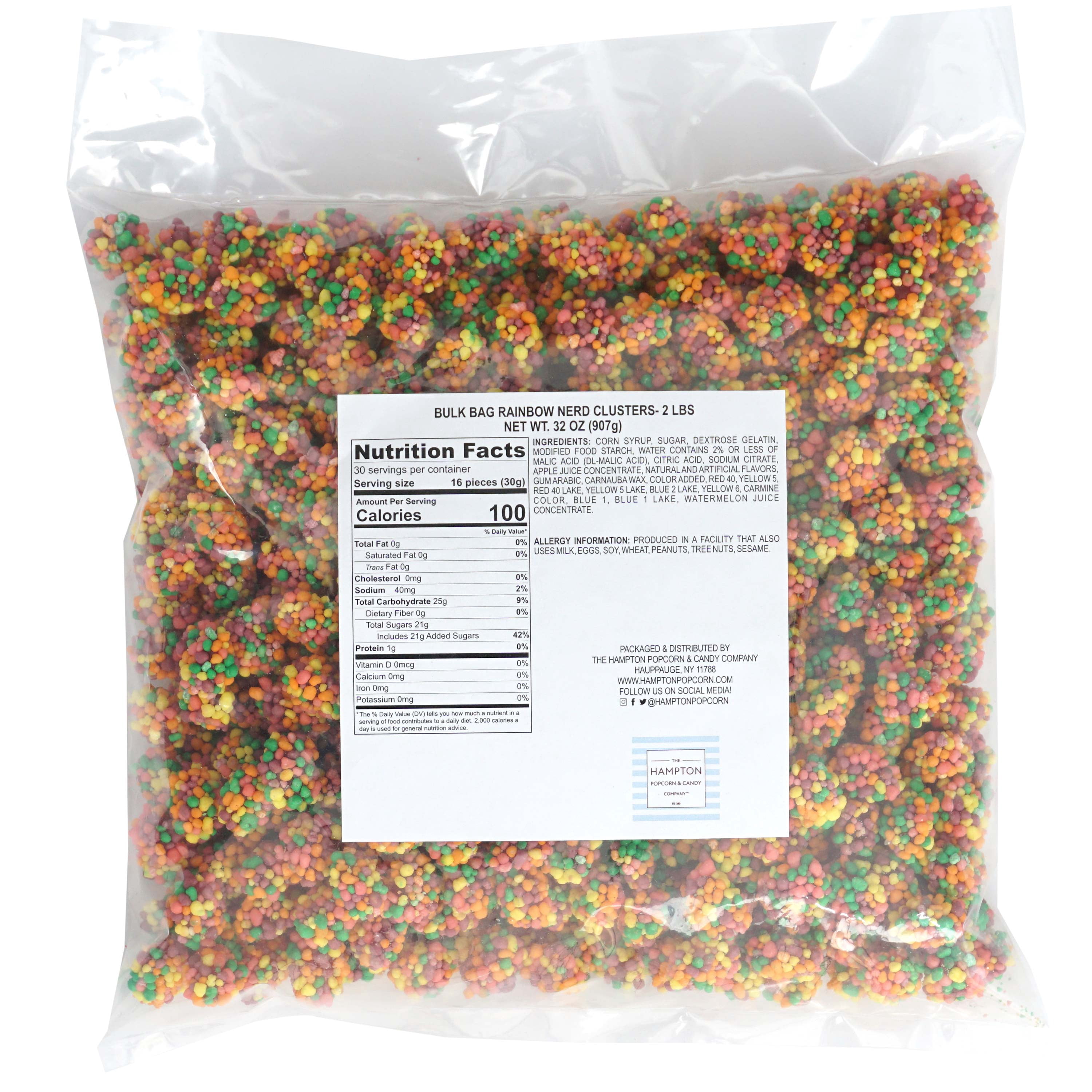 NerdsGummy Clusters Bulk Bag, 2 Pound Bulk Bag, Rainbow Gummy Candy Clusters