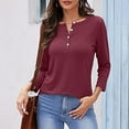 thumbnail image 2 of LYXSSBYX Button Down Shirts for Women Women's Fashionable Casual Solid Color Loose Button Long Sleeved V-neck Top/shirt, 2 of 5