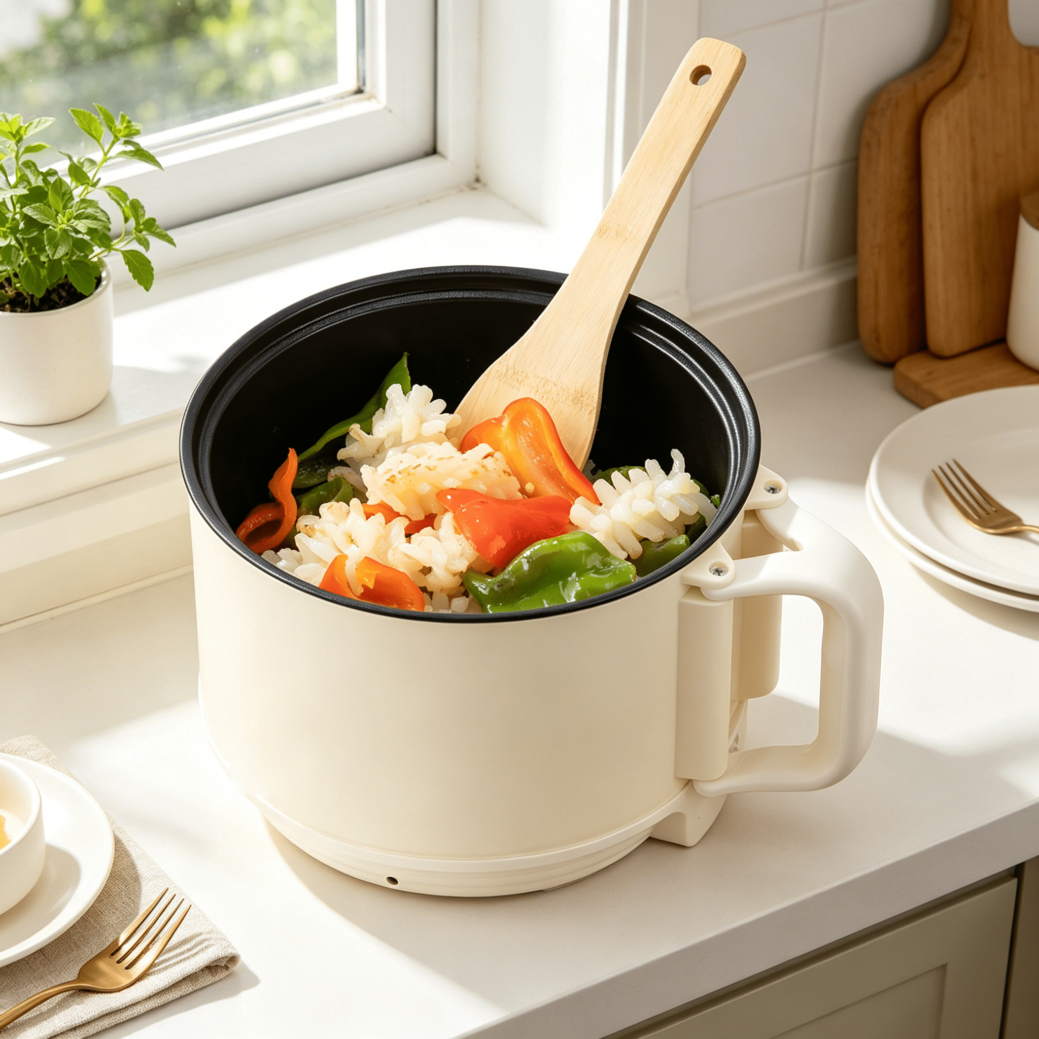 HIBIBUD 2026 New Versatile Mini Rice Cooker and Electric Pot for Noodles Soup Steaming,Portable and Convenient for Quick Meals for Dorm,Office,Apartment,Kitchen,Travel