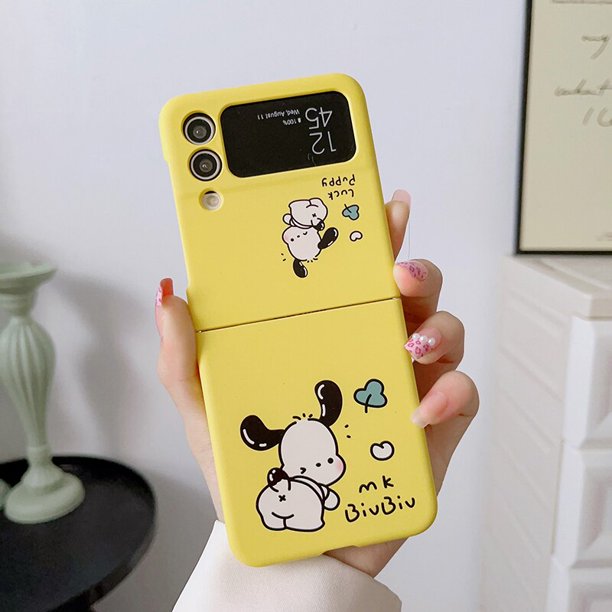 Funda protectora con patrón de perro lindo para Samsung Galaxy Z Flip 4 3 Z Flip3 Flip4 5G con cadena de perlas zhangmengya LED