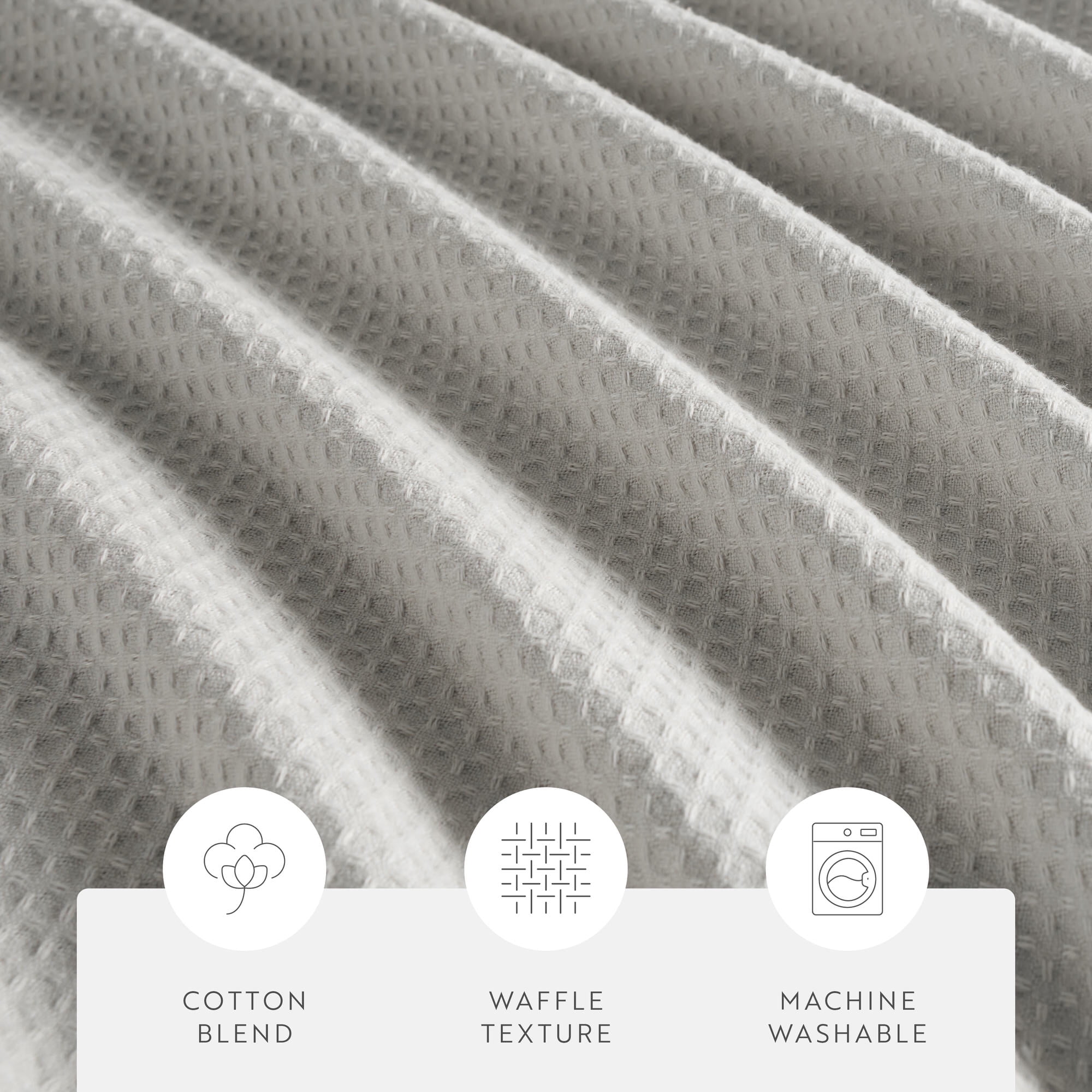 Cotton Blend Waffle Shower Curtain by Comfort Canopy, 72" x 72", Light Gray