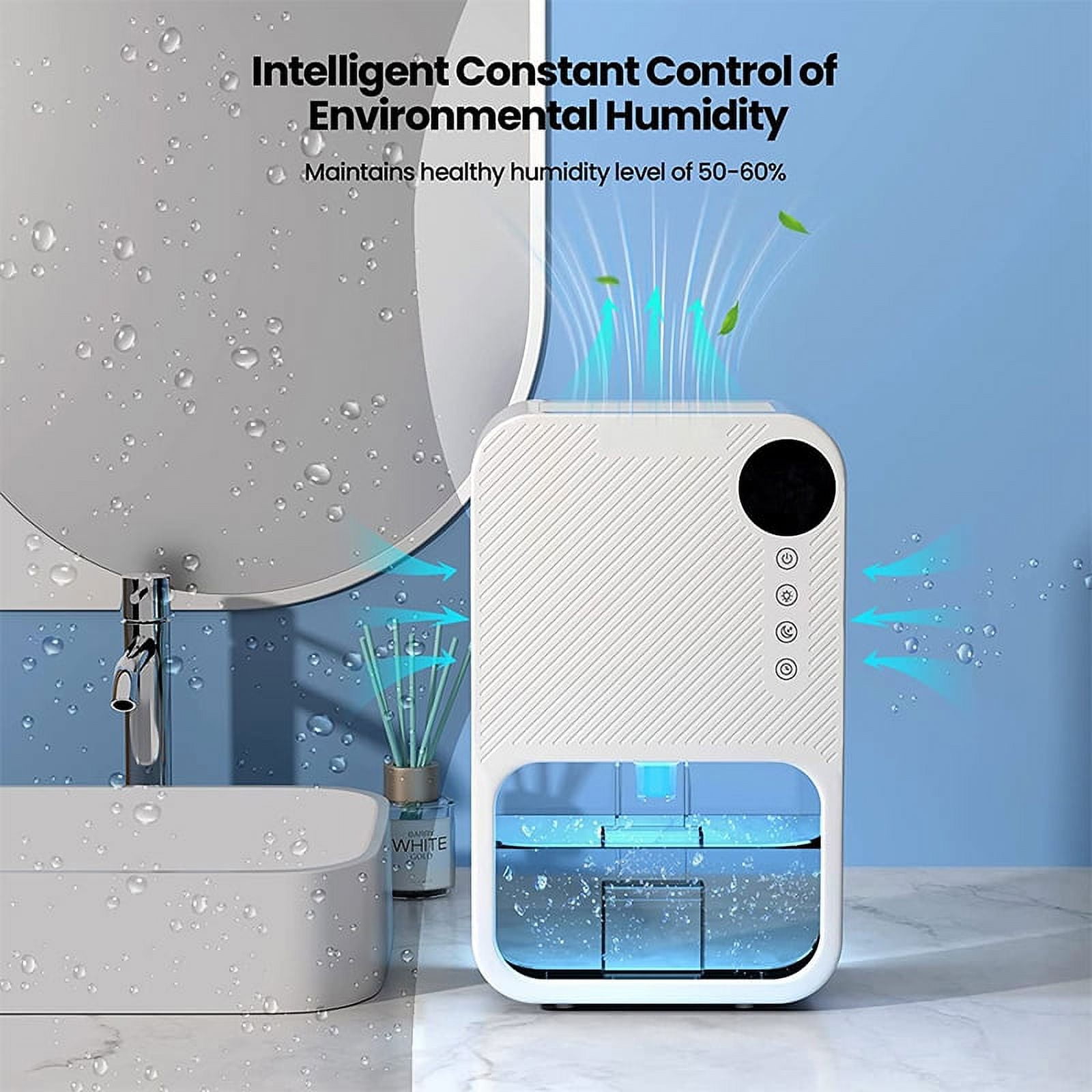 Dehumidifiers for Home Room,AILKIN 39oz&1100ML Water Tank Auto-Off Energy Efficiency Humidity Display 24H Timer 7 Colors Light Portable Mini Dehumidifier for Small Room,Bathroom,Bedroom