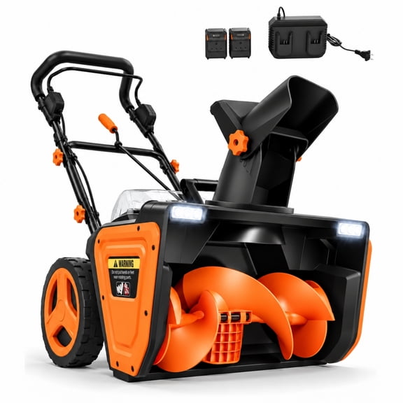 40V 20-in Cordless Electric Snow Blower, Single-Stage Battery Snow Thrower with 2 x 4-Ah Batteries, Brushless Motor, 23-ft Throw, Dual LED