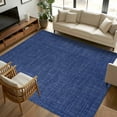 thumbnail image 3 of Navy Blue 5x7 Area Rugs, Farmhouse Burlap Solid Blue Color Modern Linen Texture Non-Skid Rubber Backing Large Rectangle Rugs - Living Room Bedroom Home Office, Indoor Floor Mat Carpets Washable Rug, 3 of 9
