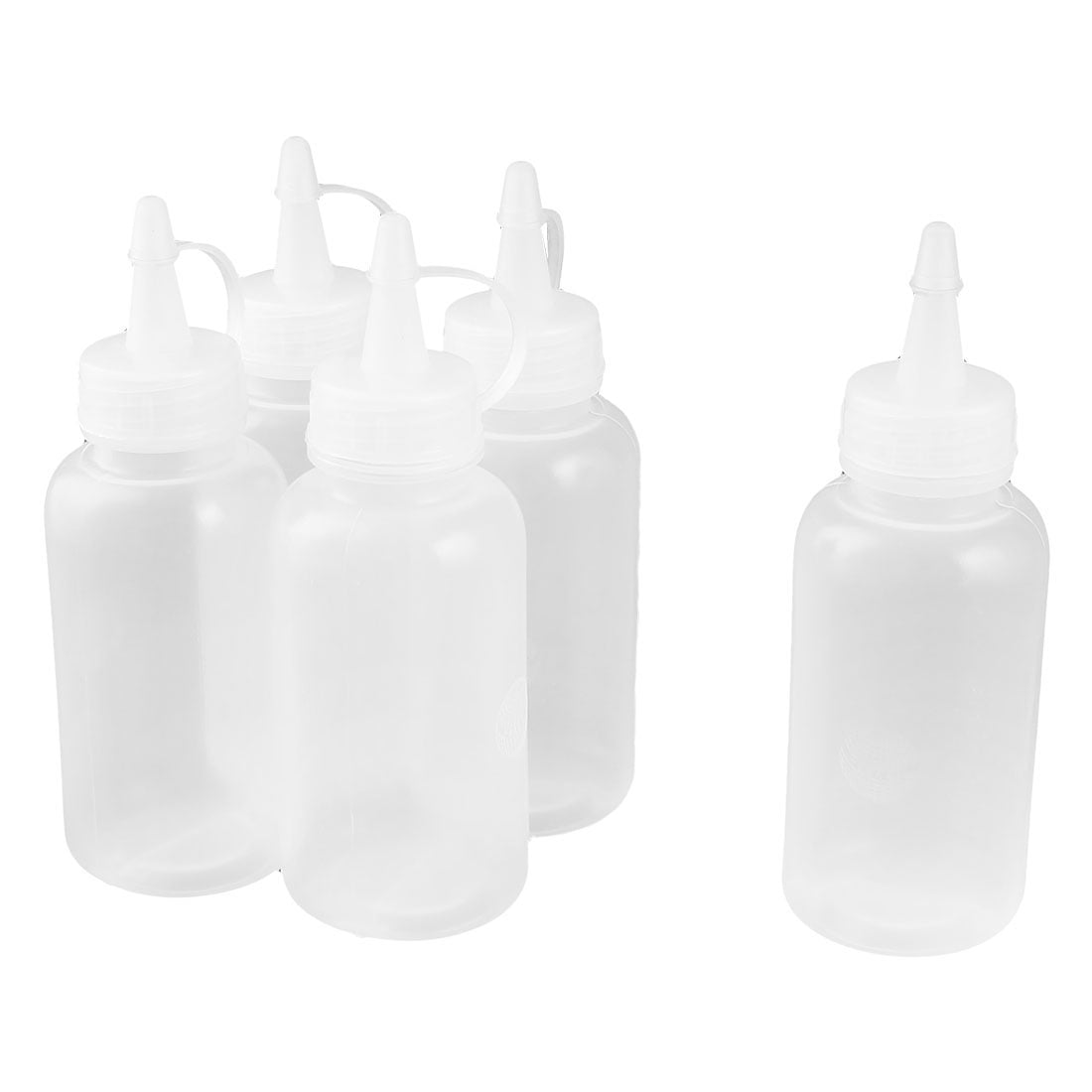 Unique Bargains Kitchen Plastic Vinegar Ketchup Squeeze Bottle Dispenser 100ml 5 Pcs