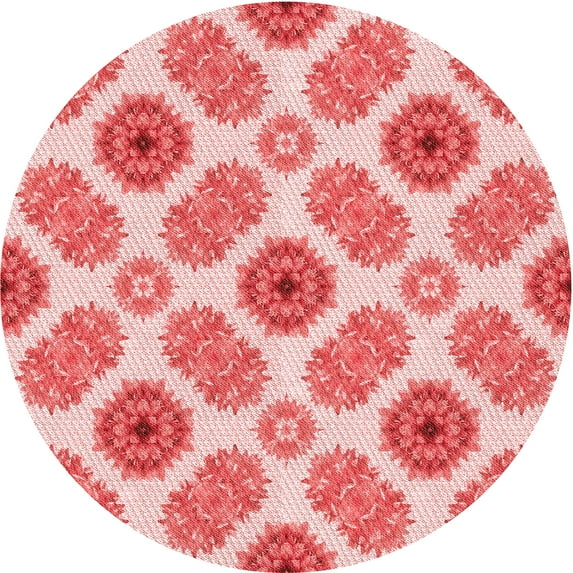 Ahgly Company Machine Washable Indoor Round Transitional Flamingo Pink Area Rugs, 6' Round