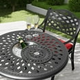 thumbnail image 3 of Nuu Garden 3 Pieces Cast Aluminum Outdoor Patio Bistro Set with Cushions, Patio Furniture Set with Umbrella Hole All-Weather Small Patio Table and Chairs,Black&Red, 3 of 9