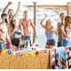 thumbnail image 4 of Falda de mesa hawaiana para luau, falda de hierba hawaiana, decoración para fiestas de cumpleaños, picnics, fiestas tropicales, playa, Tiki, 4 of 4