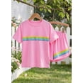 thumbnail image 5 of Girls 2 Piece Outfits Set Girl Casual T Shirt and Kids Rainbow Shorts Summer Clothes for Girls 7-14Y, 5 of 8