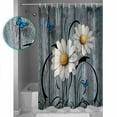 thumbnail image 3 of Shower Curtain, Vintage Daisy Flowers Butterflies Waterproof Shower Curtain Set with Hooks for Bathroom Showers,Stalls and Bathtubs,36x72In Shabby Farm Wood Grain, 3 of 9