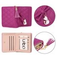 thumbnail image 2 of UTO Small Wallets for Women Girls PU Leather Card Holder Billfold Coin Purse with Cute Cat Tassel Pendant(Rose Red), 2 of 6