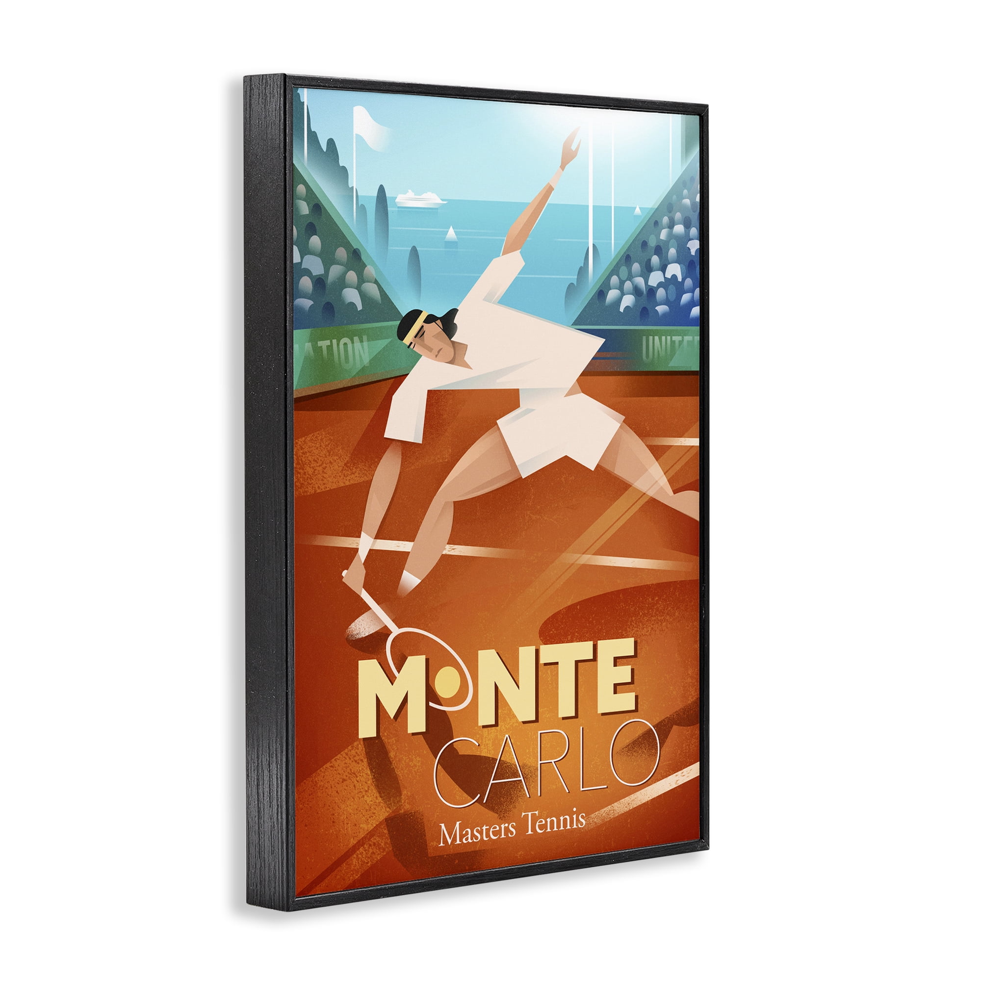 Stupell Industries Monte Carlo Masters Tennis Black Framed Giclee Art, design by Martin Wickstrom