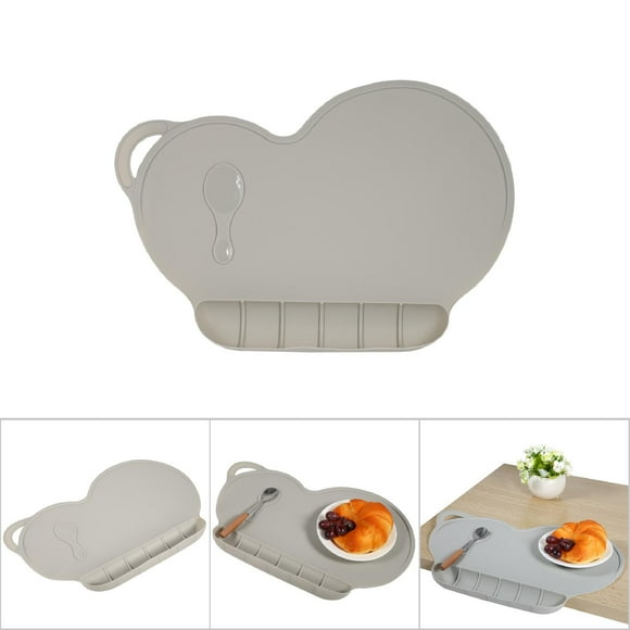 Silicone Baby Plate  Baby Food Tray Silicone Baby Plate Mat Sucker Anti Slip Waterproof Folding Child Dinner Table Set Grey