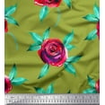 thumbnail image 1 of Soimoi Green Poly Georgette Fabric Leaves & Rose Floral Print Sewing Fabric Yard 52 Inch Wide, 1 of 3