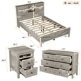 thumbnail image 4 of 3-Pieces Bedroom Sets, Queen Size Platform Bed with Charging Station and Double Sliding Door Headboard, Storage Nightstand and Dresser, Gray, 4 of 8