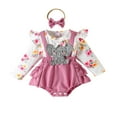 thumbnail image 2 of JIAYUE Child Clothes Sets Girls Adorable Floral Print Outfit Long Sleeve Bodysuit With Bandana And Suspenders For Fall And Winter Seasons For 3 To 18 Months Old Casual Clothing, 2 of 9