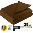 thumbnail image 3 of PROTARP Extreme Heavy Duty WaterProof Canvas Tarp 20 oz, UV Resistant Tarpaulin Cover with Rustproof Brass Grommets, Multipurpose for Canopy, Roof, Camping, Wood Pile (Brown 30'X50'), 3 of 7