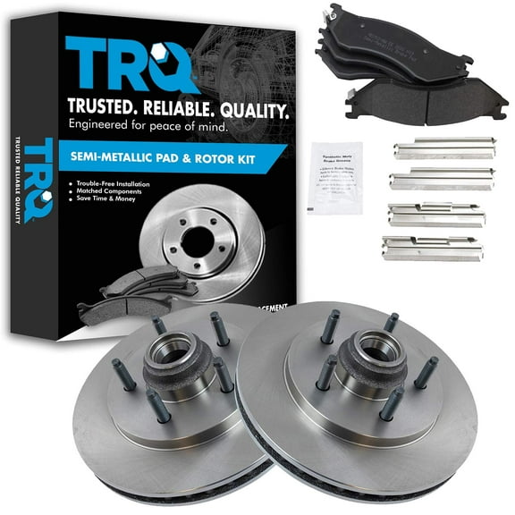 TRQ Front Brake Pad & Rotor Kit Brake Pads Brake Rotor Semi-Metallic Fits Select 1999-2002 Ford Expedition 1998-2002 Lincoln Navigator