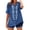 Blue, variant on Public Womens Linen Oversized V Neck Tshirts Causal Half Sleeve Loose Fit Summer Tunic Tops Floral Embroidery Graphic Tees Shirts Navy M