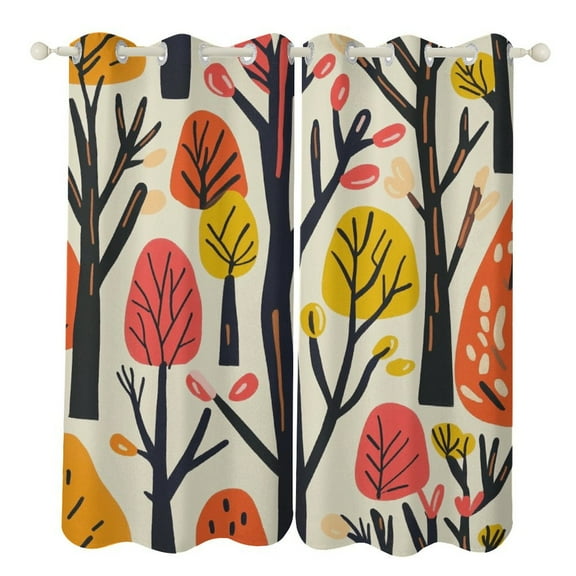 Forest Trees (10) Window Curtains for Bedroom Colorful Printed Window Drapes Blackout Thermal Insulated Grommet Window Treatment 2 Panels Set