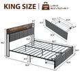 thumbnail image 4 of TROPOW King Size Bed Frame,with Headboard Shelves, with Chargin Station and LED Lights and USB Ports, 2 Storage Drawers, Upholstered Platform Bed Frame, Heavy Duty, No Box Spring Needed, Gray, 4 of 9