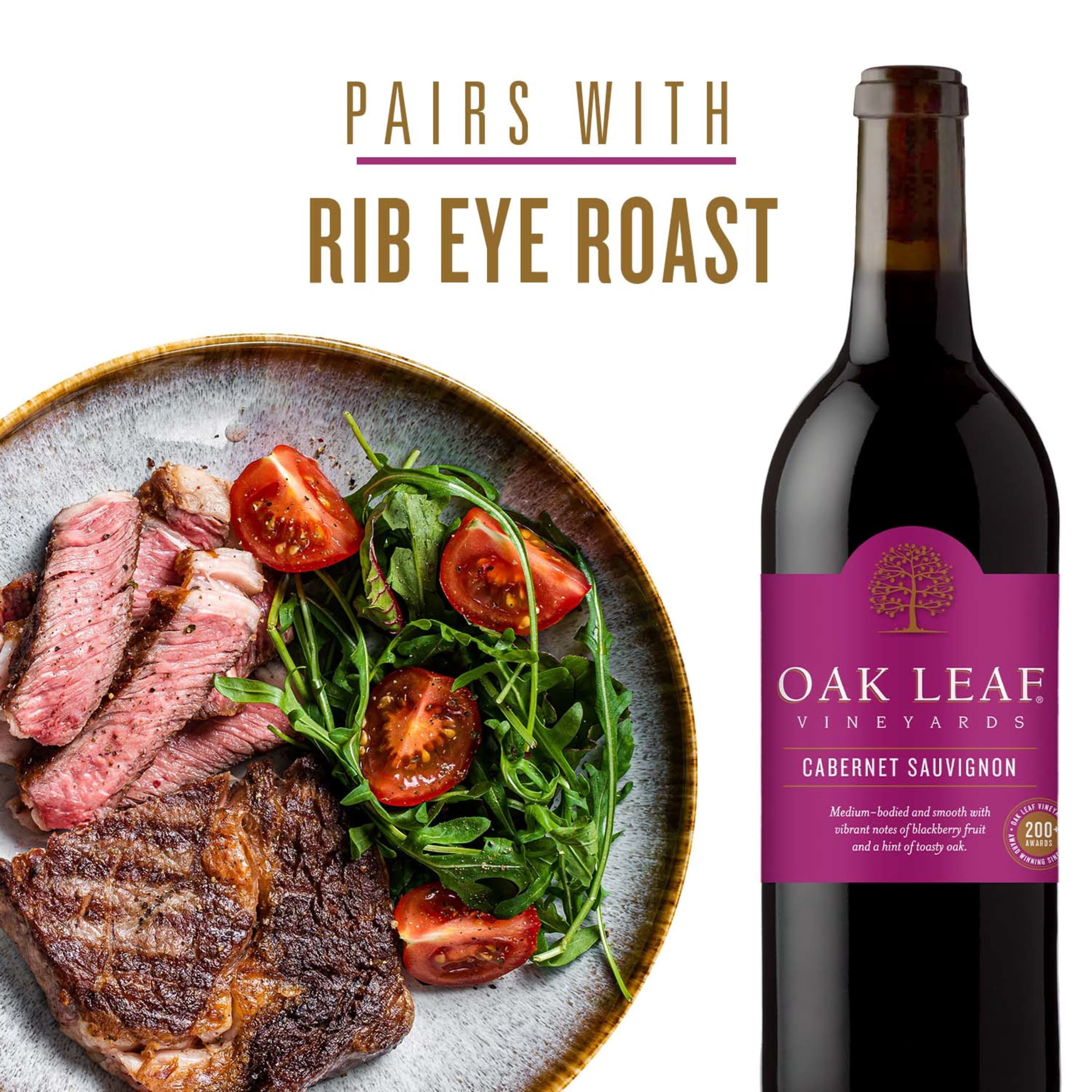 Oak Leaf Vineyards Cabernet Sauvignon Red Wine, 750 ml Glass, ABV 13.00%, 5- 5oz servings, California