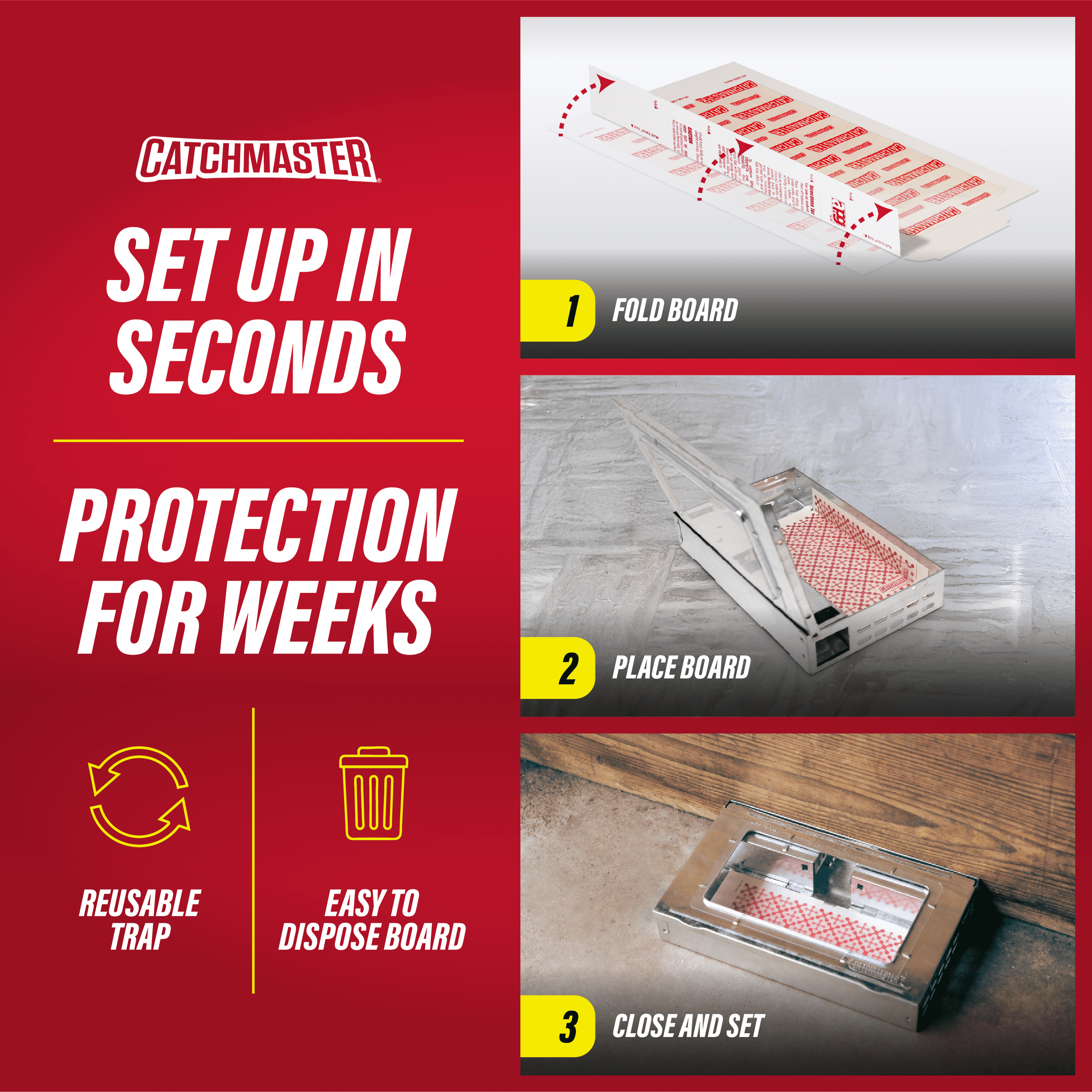 Catchmaster Pro Series Multi-Catch Mouse Trap 3-Pack, Humane Mouse Traps Indoor for Home