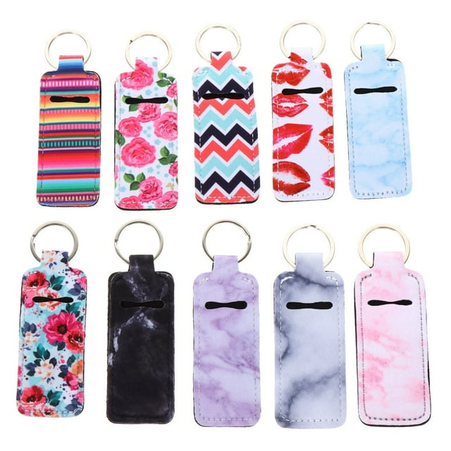 POINTERTECK 10pcs Porte-Clés Chapstick Porte-Clés Clip-sur Porte-Clés Rouge à Lèvres pour Voyage