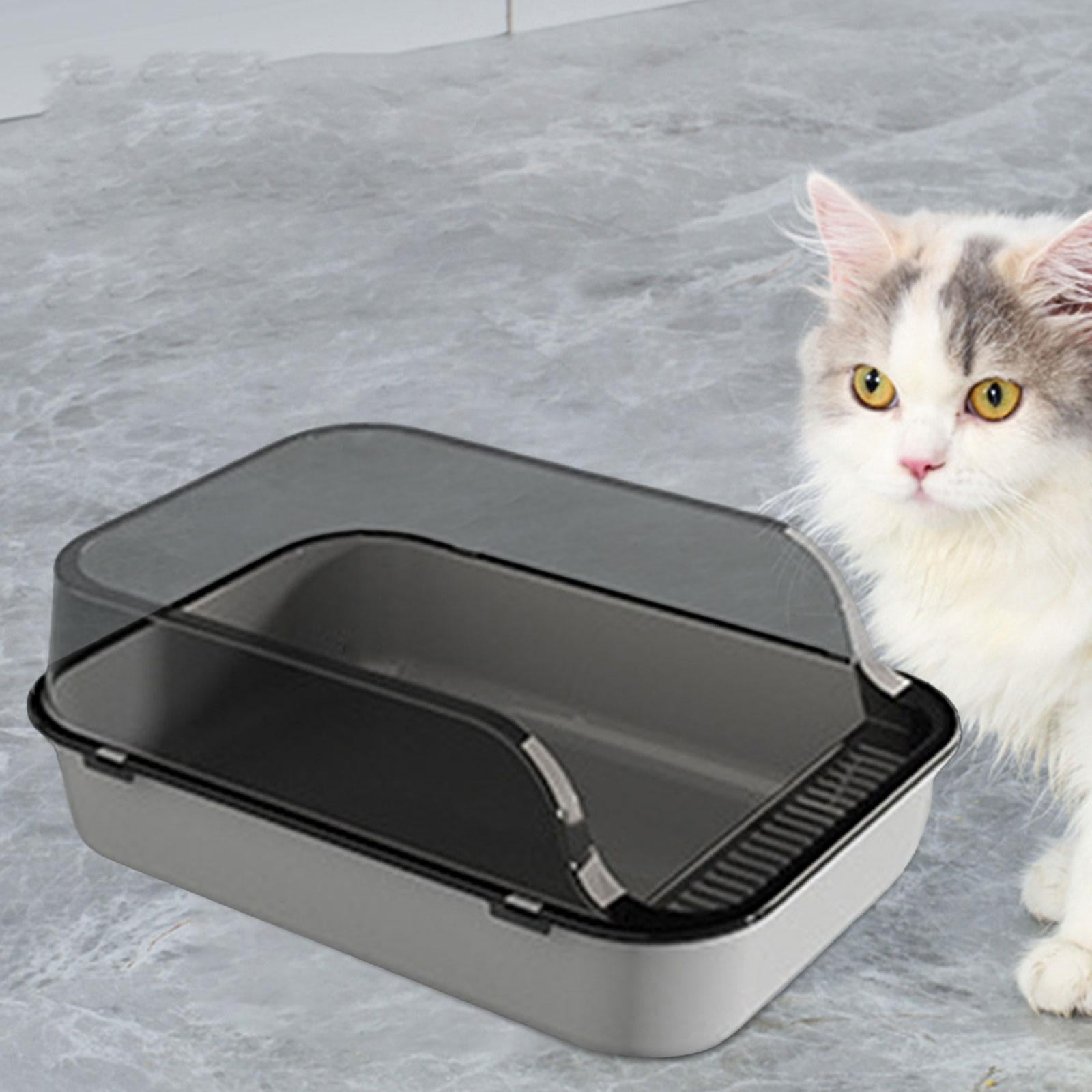 yotijay Cat Litter Box Toilet Travel Large Cat Litter Container Kitten Litter Pan Kitten Gray