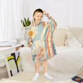 thumbnail image 6 of FORMRS Wearable Blanket Hoodie with Sleeves for Kids Cozy Flannel Sweatshirt, Beige Rainbow Clouds, 6 of 7