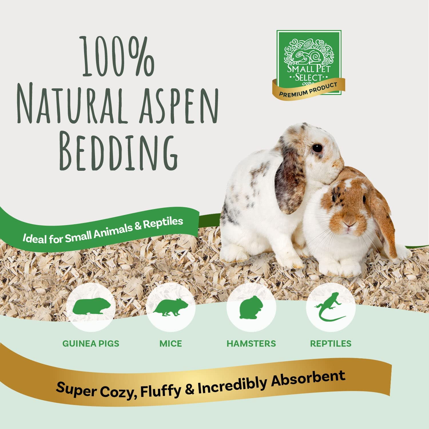 Small Pet Select Premium Natural Aspen Bedding, Animal Bedding for Small Indoor and Outdoor Pets, , Jumbo Size 282 L (2 Pack, 141 L Each)