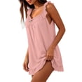 thumbnail image 2 of ZyeKqe Babydoll Lingerie for Women Lace Ruffled Sleeveless Square Neck Chemise Lightweight Comfy Loungewear Mini Dress, 2 of 6