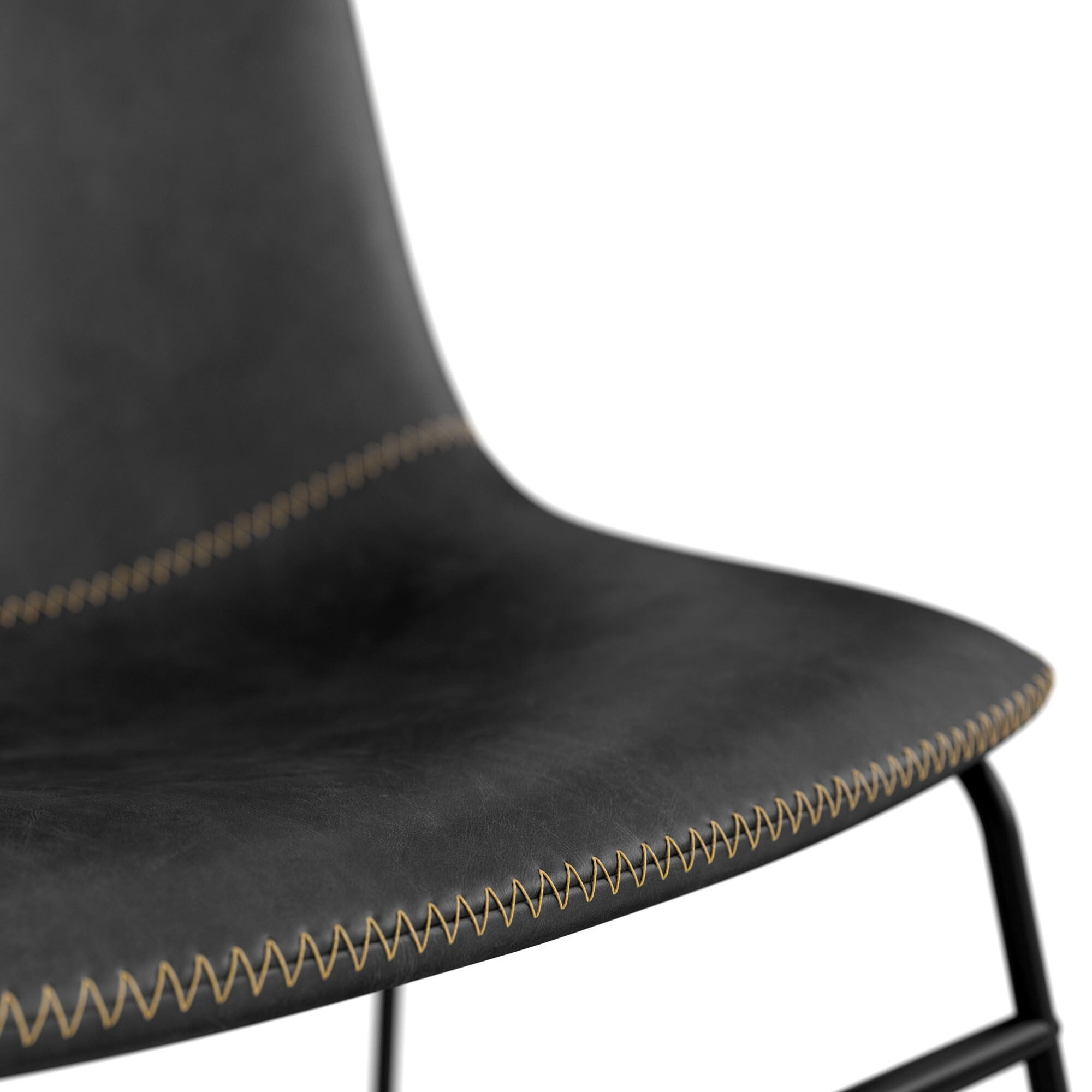 Petra Vegan Leather Side Chairs with Black Legs (Set of 2) Black / Black Legs