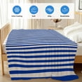 thumbnail image 4 of Dark Blue Striped Cooling Blanket, Lightweight Breathable Summer Throw Blanket with Double Sided Cold Effect, Modern Beige Geometric Country Picnic Beach Blankets Bed Sheet for Hot Sleepers 50"x60", 4 of 8