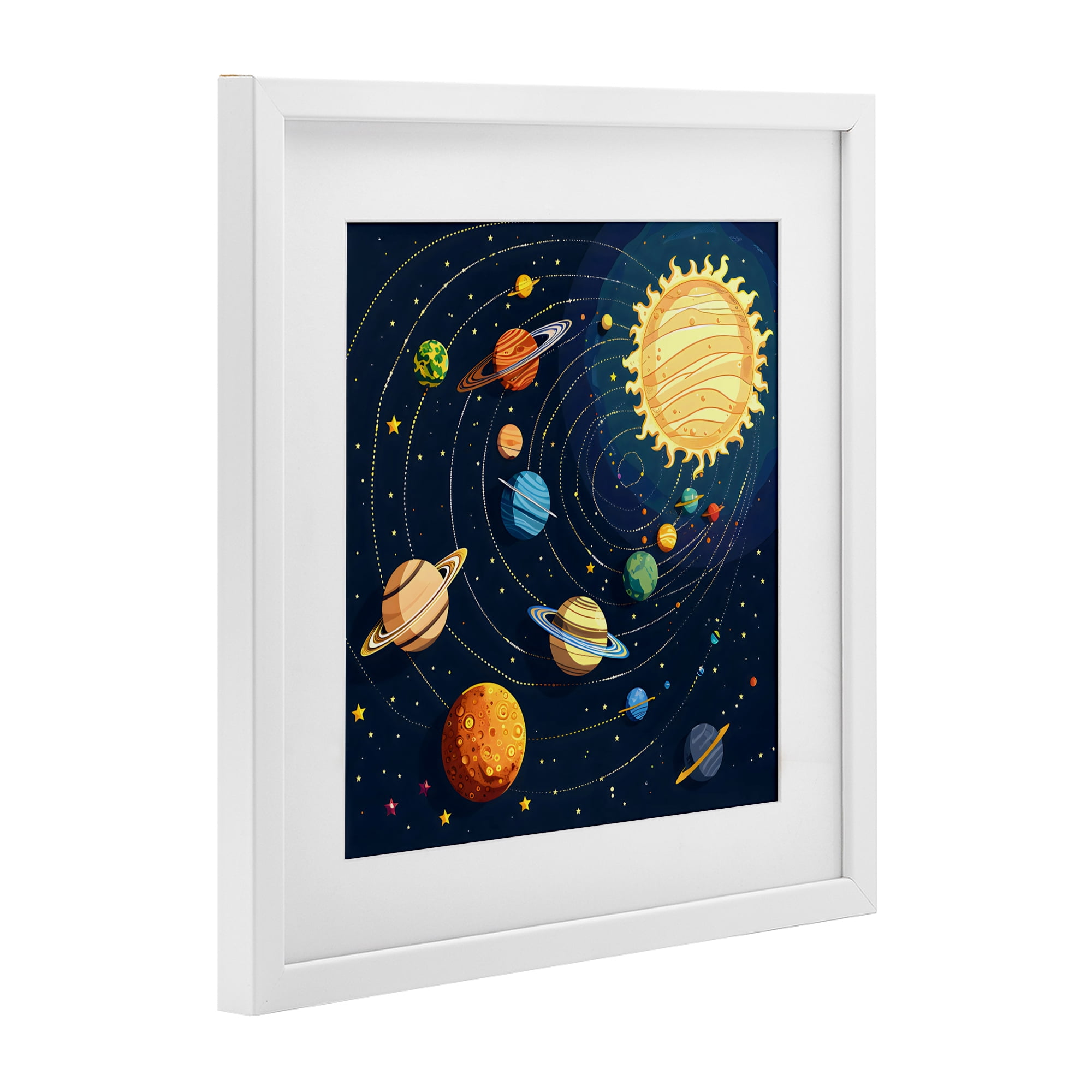 Stupell Industries Planets Around The Sun White Framed Print Under Glass, design by Creative Studio