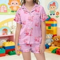 thumbnail image 2 of Kids Girls 67 Pajama Button Short Sleeve Shorts Two Piece Silk Sleepwear Children Valentine's Day Nightwear Outfit for Kids Cozy Loungewear, 2 of 5