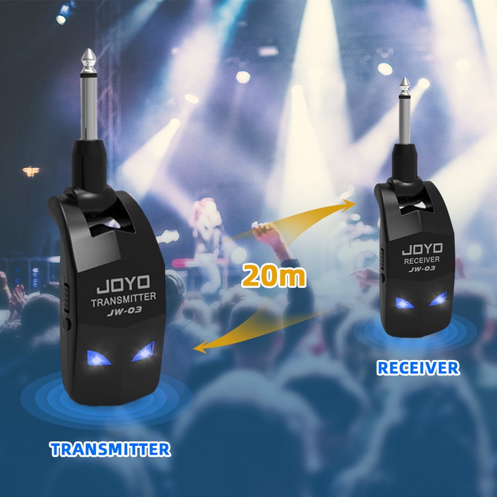 JOYO JW-03 Rugged ABS Wireless Guitar Transmitter Receiver System, 2.4GHz 4 Channels Rechargeable, 220° Rotatable Plug for Live Performance