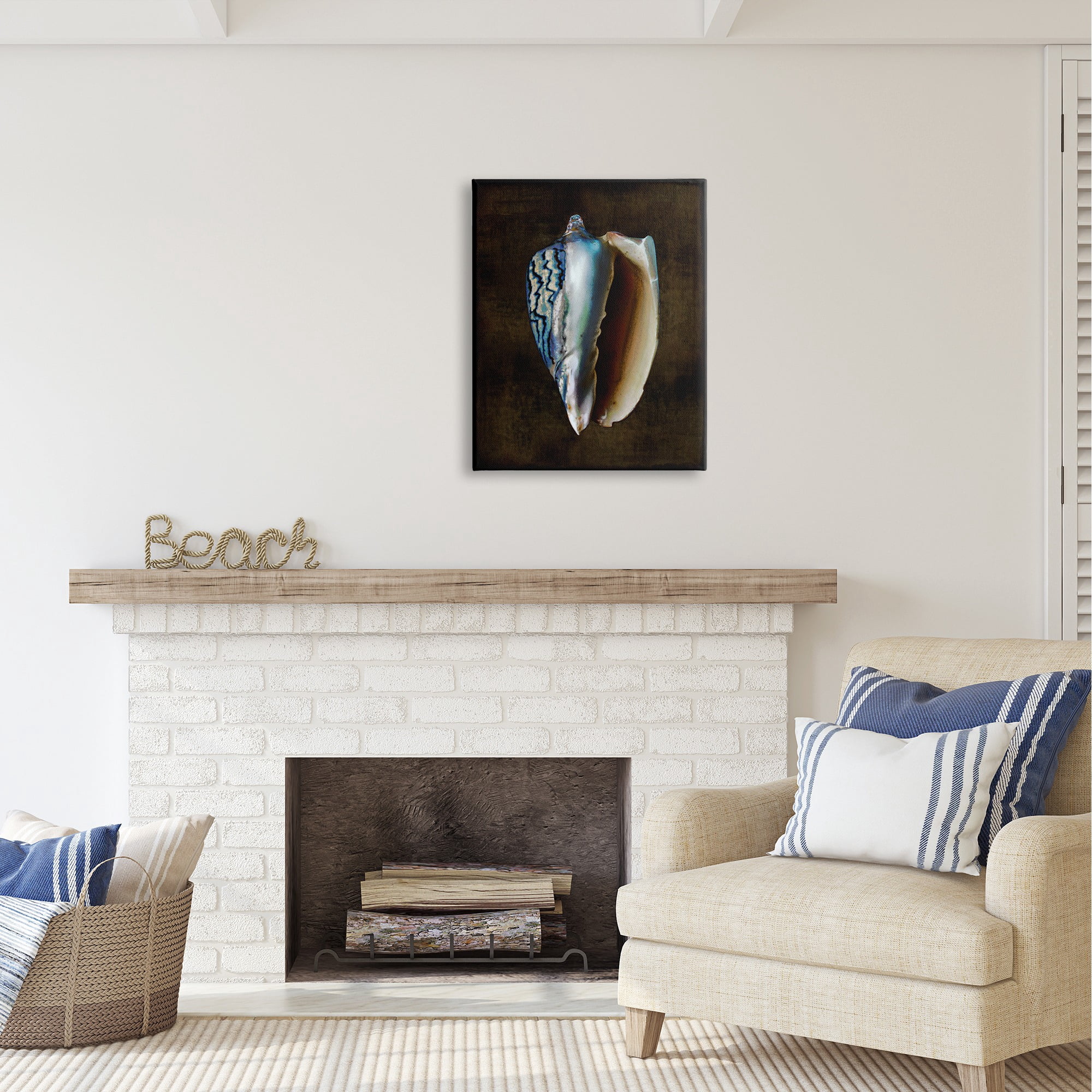 Stupell Industries Dark Conch Shell Nature Painting Gallery Wrapped Canvas Art Print Wall Art, 24 x 30
