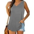 thumbnail image 3 of ZXSXSY Women's V-Neck Sleeveless Solid Color Casual Tank Top, 3 of 5
