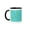 Black/White, variant on 3drose, Groovy Flower Retro 70s Print Design Blue Yellow Green, 11oz Two-tone Green Mug