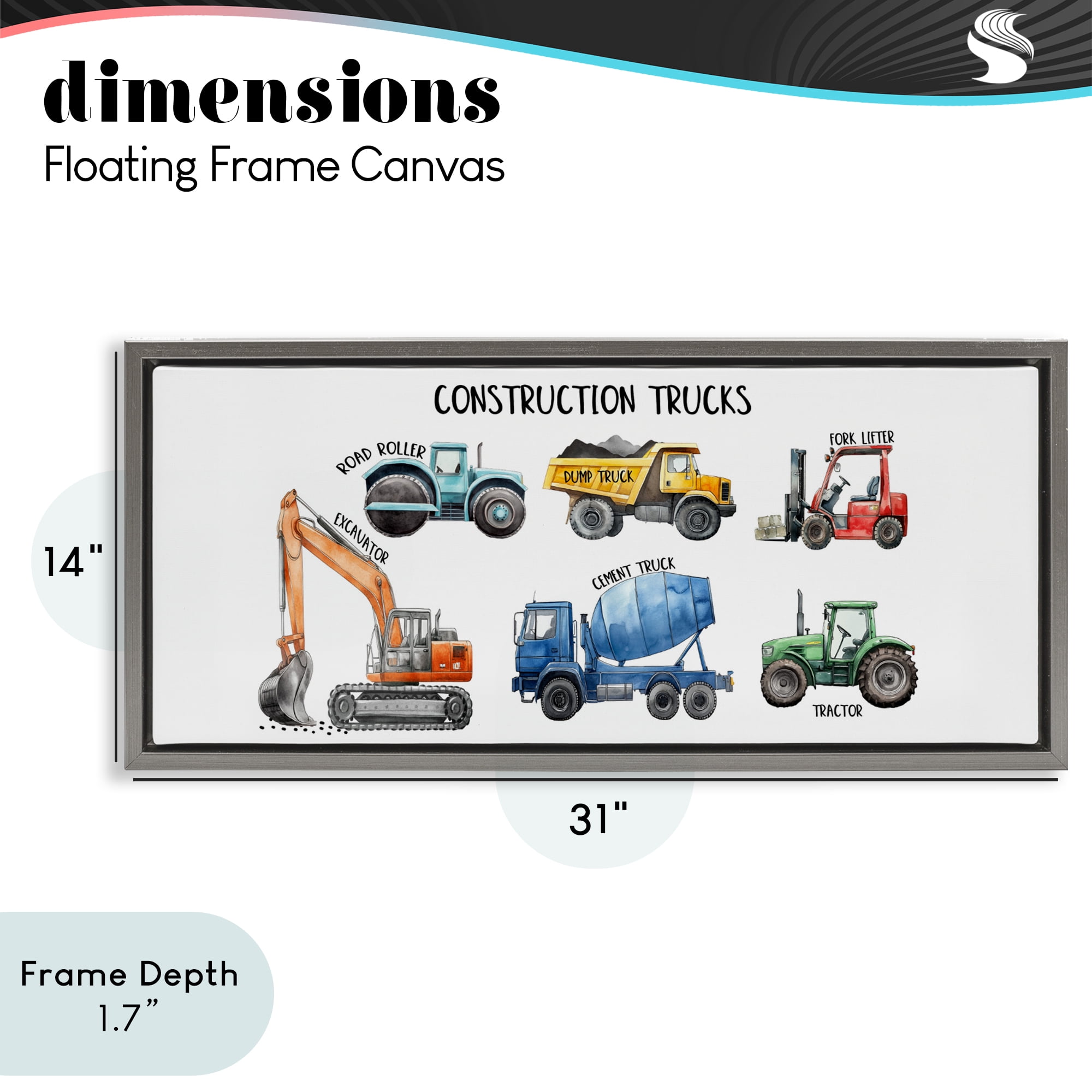 Stupell Industries Industrial Construction Trucks Gray Framed Floater Canvas Wall Art, design by Christine Simpson Art