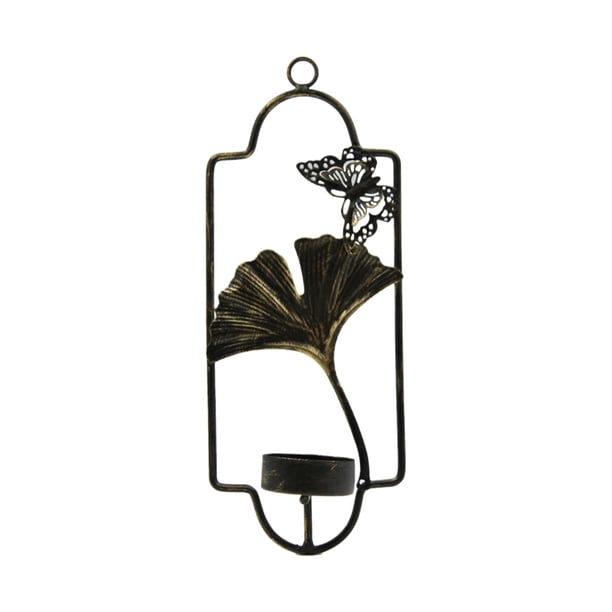 Candelabro de pared colgante de Colorfulland, candelabro resistente y elegante. ginkgo negro
