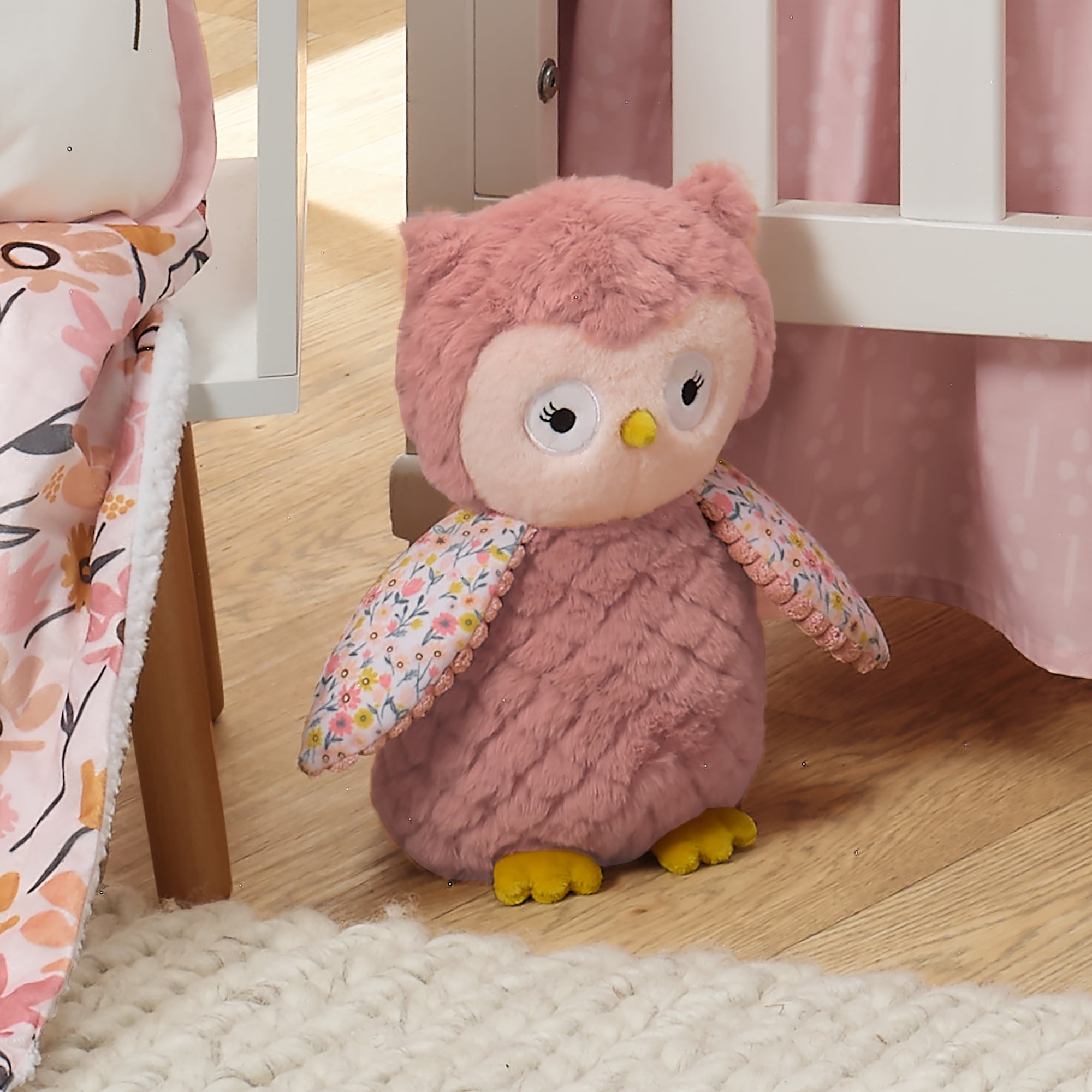 Lambs & Ivy Little Garden Textured Floral Plush Owl Stuffed Animal Toy - Twiggy