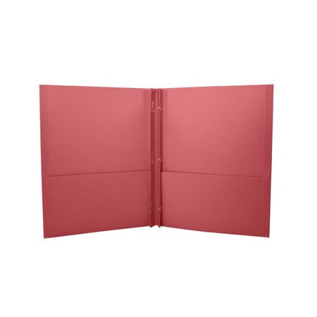 School Smart 2 Pocket Folder with Fasteners, Red, Pack of 25