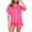 Pink, variant on MAIHAN Women 2 Piece Pajamas Sets Short Sleeve Pj Set Home Clothing Set Button Shirt and Elastic Waist Shorts Pajama Set