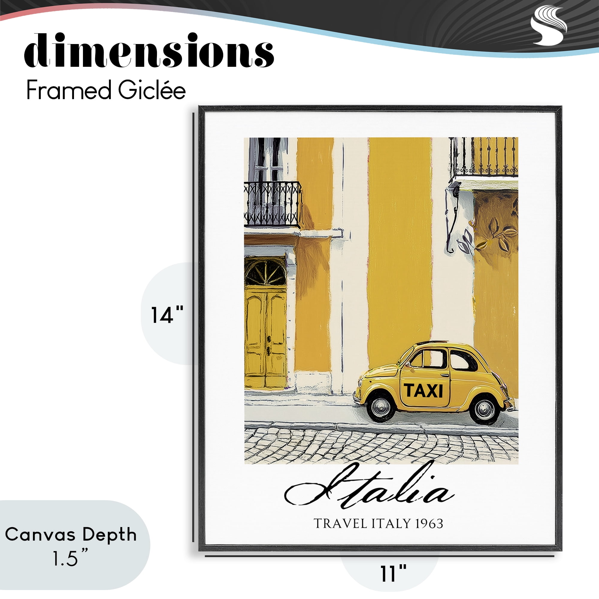 Stupell Industries Travel Italia Taxi Black Framed Giclee Art, design by Annabelle Hall