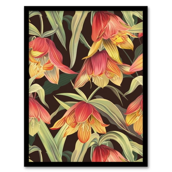 Artery8 Crown Imperial Flower Blooms Plant Floral Design For Living Room Art Print Framed Poster Wall Decor 12x16 inch